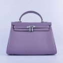 AAA Hermes Kelly 32cm Shoulder Bags Lavender Grainy Leather Silver VS04828
