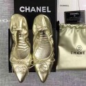 AAA Imitation Chanel Gold Sheepskin Tieks Pointed Toe CH1120 VS00526