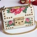AAA Imitation Gucci Padlock Embroidered Leather Shoulder Bag Off-white 432182 VS06786