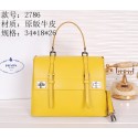 AAA Replica Prada Vitello Lux Flap Tote Bag BN2786 Yellow VS00524