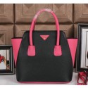 AAAAA Copy Prada Grainy Leather Tote Bags BN2753 Black VS09043