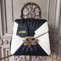 AAAAA Gucci Queen Margaret Quilted Leather Backpack Black and White 476664 VS07906