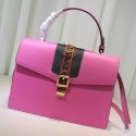AAAAA Gucci Sylvie Leather Top Handle Bag Pink 431665 VS02932
