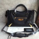 Balenciaga Classic Gold Metallic Edge City Goat Leather Bag Black 101420 VS01391