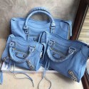 Balenciaga Classic Metallic Edge City Goat Leather Bag Blue 101420 VS02591