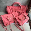 Balenciaga Classic Metallic Edge City Goat Leather Bag Hot Pink 101420 VS04888