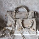 Balenciaga Classic Metallic Edge City Goat Leather Bag Light Grey 101420 VS09580