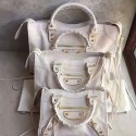 Balenciaga Classic Metallic Edge City Goat Leather Bag White 101420 VS09819