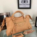 Best Balenciaga Goatskin Classic Metallic Edge City Bag B30589 Apricot VS03425
