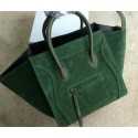 Best Celine Luggage Phantom Bag Nubuck Leather 99013 Dark Green VS08256