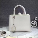 Best Fendi 2Jours Calf Leather Petite Tote Bag White FB1754 VS00496