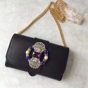 Best Imitation Miu Miu Crystal Goat Leather Shoulder Bag Black 5BH017 VS07361