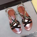 Best Louis Vuitton Calfskin Leather Sandals Gold L080203 VS01508