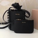 Best Miu Miu Original Calf Leather Bucket Bag Black 5BE012 VS08908