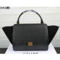 Best Quality Celine Trapeze Bag Croco Suede Leather C3342 Black VS07734