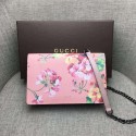 Best Quality Gucci Blooms Leather Chain Wallet 410114 Pink VS09607