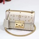 Best Quality Gucci Padlock Studded Leather Shoulder Bag White 432182 VS05162