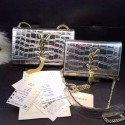 Best YSL Monogramme Tassel Shoulder Bag in Silver Croco Leather Y8200 VS02485