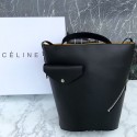 Celine Bucket Biker Shoulder Bag in Natural Calfskin Black 177953 VS02997