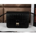 Celine Classic Box Small Flap Bag Croco Leather C3118 Black VS01600