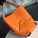 Celine Large Holdall Shoulder Bag In Orange Natural Calfskin 178003 VS07503