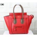 Celine Luggage Micro Tote Bag Grainy Leather C3308M Red&Khaki VS01085