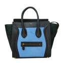 Celine Luggage Mini Bag Horsehair CL88022 SkyBlue&Black VS03561