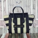 Celine Luggage Mini Tote Bag Fabric CTA3308 Black&White VS08365