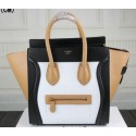 Celine Luggage Mini Tote Bag Original Leather Ci3308 White&Apricot&Black VS03377