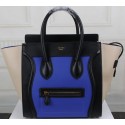 Celine Luggage Mini Tote Bag Original Leather CTS3308 Blue&Black&OffWhite VS03492