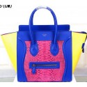 Celine Luggage Mini Tote Bag Snake Leather CTS3308 Rose&Blue&Yellow VS04868