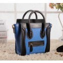 Celine Luggage Nano Boston Bag Original Suede Leather 3309 Blue&Black VS03086