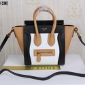 Celine Luggage Nano Tote Bag Original Leather CLY33081S White&Black&Apricot VS05969