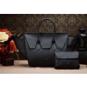 Celine Luggage Phantom Original Togo Leather Bags 3052 in Black with a Clutch Bag YD VS05578