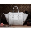 Celine Luggage Phantom Square Tote Bag 3341 in White Clemence Leather VS02186
