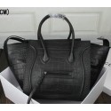 Celine Luggage Phantom Tote Bag Croco Leather 3341 Black VS07623