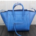 Celine Luggage Phantom Tote Bag Croco Leather CT3341 Blue VS01988