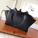 Celine Medium Tri Fold Shoulder Bag in Black Smooth Calfskin 030402 VS09029