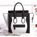Celine Micro Luggage 3307 in Black with White Original Leather VS04325