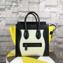 Celine Micro Luggage Tote Bag Original Leather C164173 Offwhite&Black&Yellow VS05883