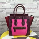 Celine Micro Luggage Tote Bag Original Leather C164173 Peach&Burgundy VS03649