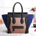 Celine Mini Luggage 3308 in Pink with Black Original Leather with Blue Suede VS01705