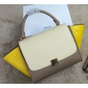 Celine mini Trapeze Bag Original Leather CL005 White&Khaki&Yellow VS06771