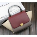 Celine MINI Trapeze Bag Original Leather CT3345 Burgundy&Grey&Offwhite VS05693