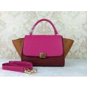 Celine Original Leather Trapeze Bag CL8726 Rose&Wine&Wheat VS02183
