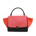 Celine Original Leather Trapeze Bag CL88037 Peach&Black&Cherry VS04314