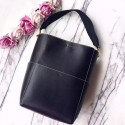 Celine Sangle Seau Bag in Natural Calfskin Black 240710 VS00745
