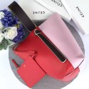 Celine Small Twisted Cabas in Chili and Pale Pink Shiny Smooth Calfskin C072068 VS06834