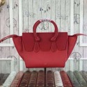 Celine Tie Nano Top Handle Bag Original Leather CT98313 Red VS00437