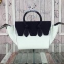 Celine Tie Nano Top Handle Bag Original Leather CT98313 White&Black VS09782